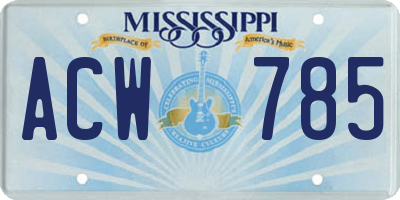 MS license plate ACW785