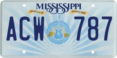 MS license plate ACW787