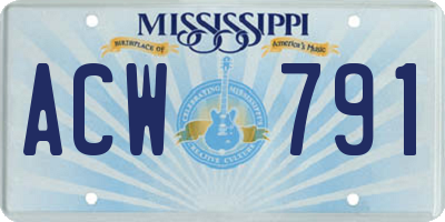 MS license plate ACW791
