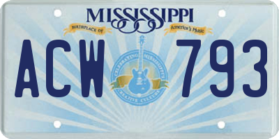 MS license plate ACW793