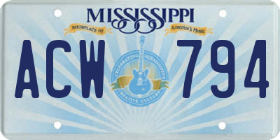 MS license plate ACW794