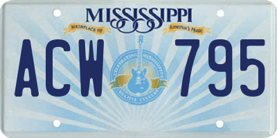 MS license plate ACW795