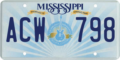 MS license plate ACW798