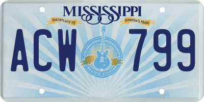 MS license plate ACW799