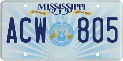 MS license plate ACW805