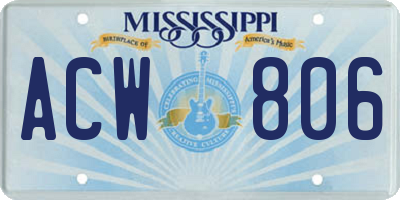 MS license plate ACW806