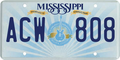 MS license plate ACW808