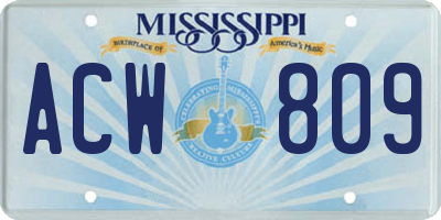 MS license plate ACW809