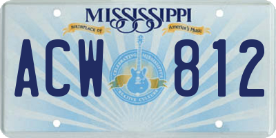 MS license plate ACW812