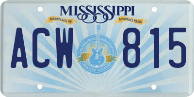 MS license plate ACW815