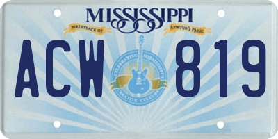 MS license plate ACW819