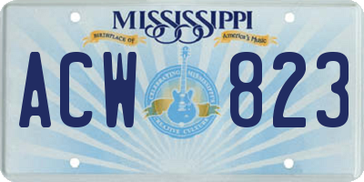 MS license plate ACW823