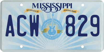MS license plate ACW829