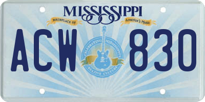 MS license plate ACW830