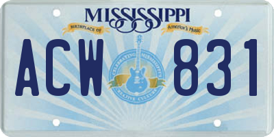 MS license plate ACW831