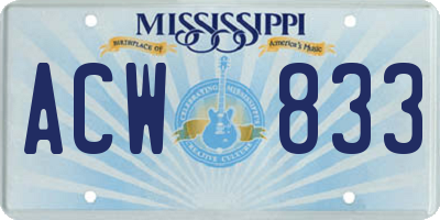 MS license plate ACW833
