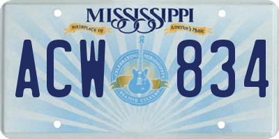 MS license plate ACW834