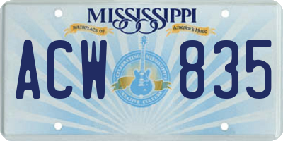 MS license plate ACW835