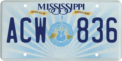 MS license plate ACW836