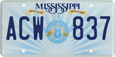MS license plate ACW837
