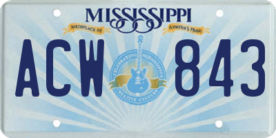MS license plate ACW843