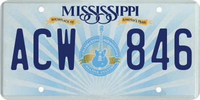 MS license plate ACW846