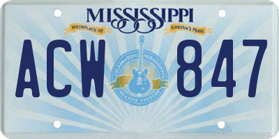 MS license plate ACW847
