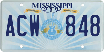 MS license plate ACW848