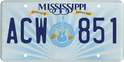 MS license plate ACW851