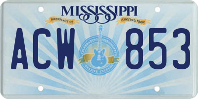 MS license plate ACW853