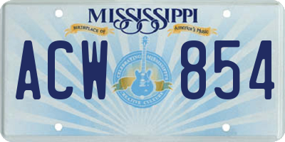MS license plate ACW854