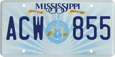MS license plate ACW855