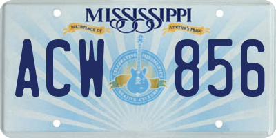 MS license plate ACW856