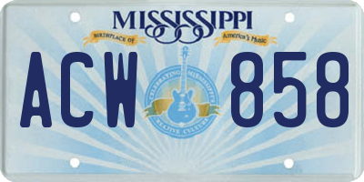 MS license plate ACW858