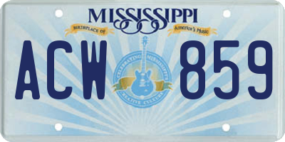 MS license plate ACW859