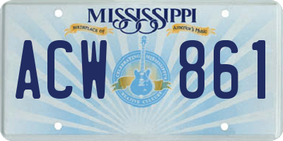 MS license plate ACW861