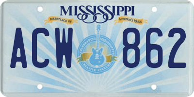 MS license plate ACW862