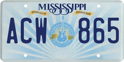 MS license plate ACW865
