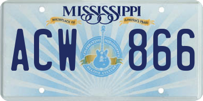 MS license plate ACW866