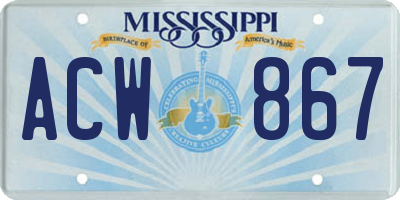 MS license plate ACW867