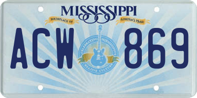 MS license plate ACW869