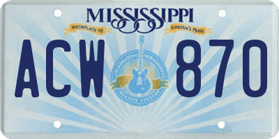 MS license plate ACW870