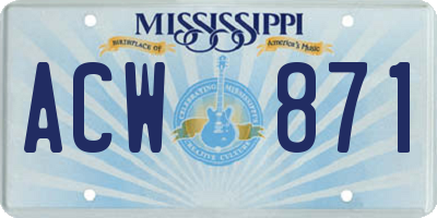 MS license plate ACW871