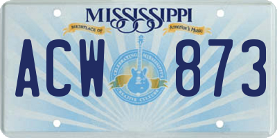 MS license plate ACW873