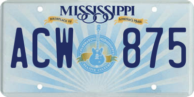 MS license plate ACW875