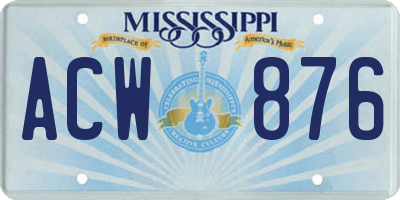 MS license plate ACW876