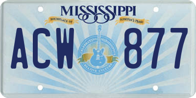MS license plate ACW877