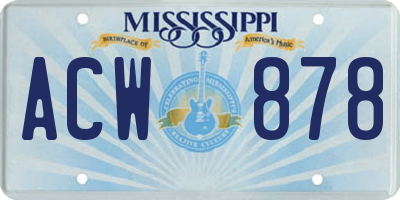 MS license plate ACW878