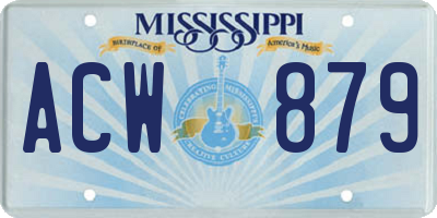 MS license plate ACW879