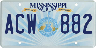 MS license plate ACW882